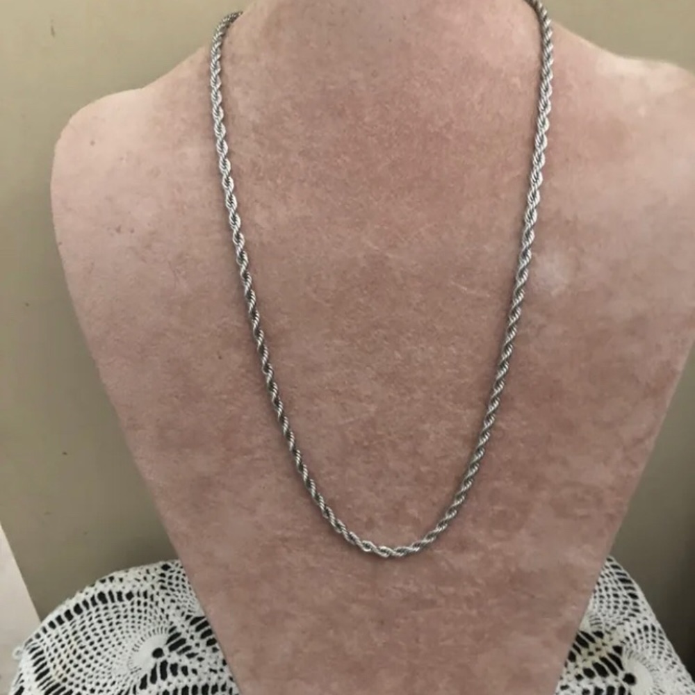 Braided Silvertone Lobster clasp 24” Necklace